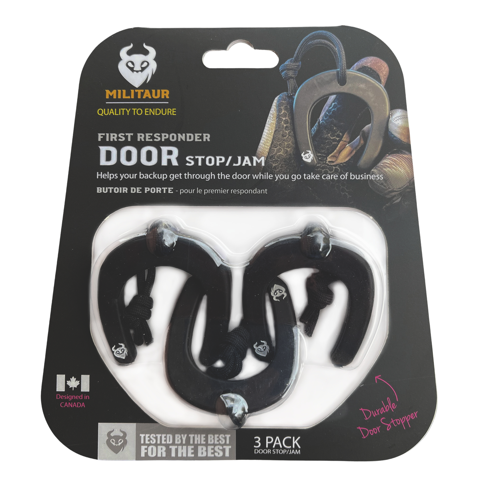 Militaur First Responder Door Stop Black (3 Pack) – Molle Compatible, Tactical Door Jam For Police, EMS, Firefighters