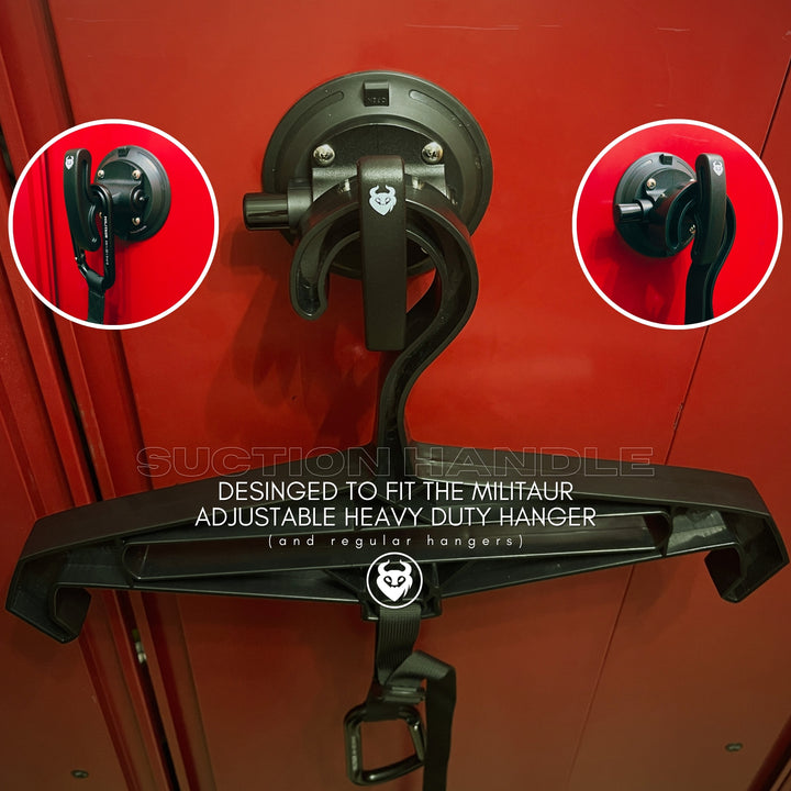 militaur suction handle with a militaur adjustable heavy duty hanger on a locker