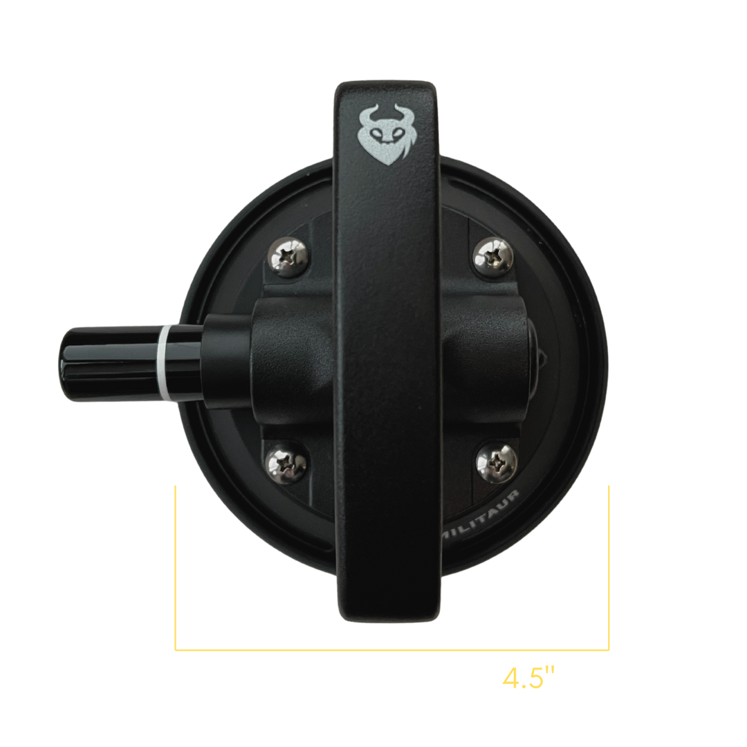 Militaur suction handle from top view showing size