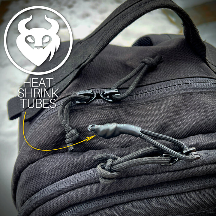 black paracord heat tube by militaur on  backpack