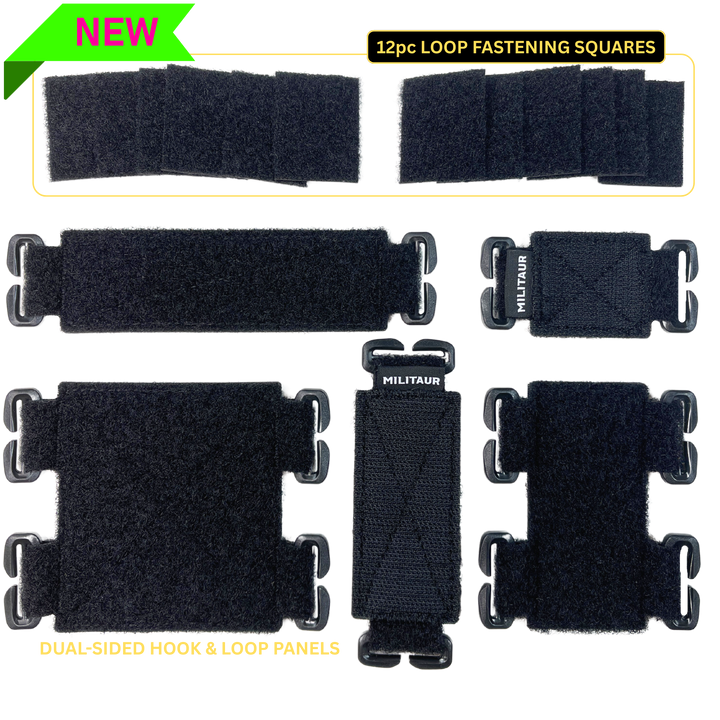 Militaur black panel set showing all pieces per pack
