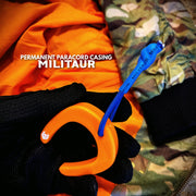militaur door stop with blue paracord heat shrink tube