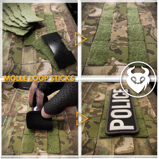 green molle loop sticks for patch placement