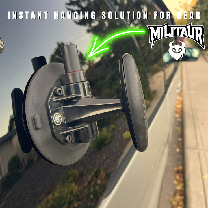 black suction handle by militaur for instant hanging solutions for gear