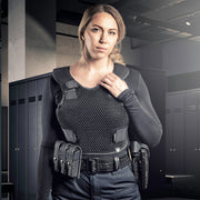 female cop wearing a militaur ventilation vest