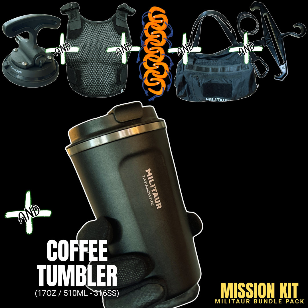 Mission Kit: Door Stops + Hanger + Suction Handle + Grab Bag + Ventilation Vest + FREE MILITAUR Coffee Tumbler