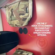Militaur hook attachments on a locker for danglers